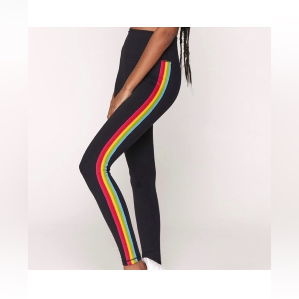 Spiritual Gangster Black Rainbow Leggings NWOT